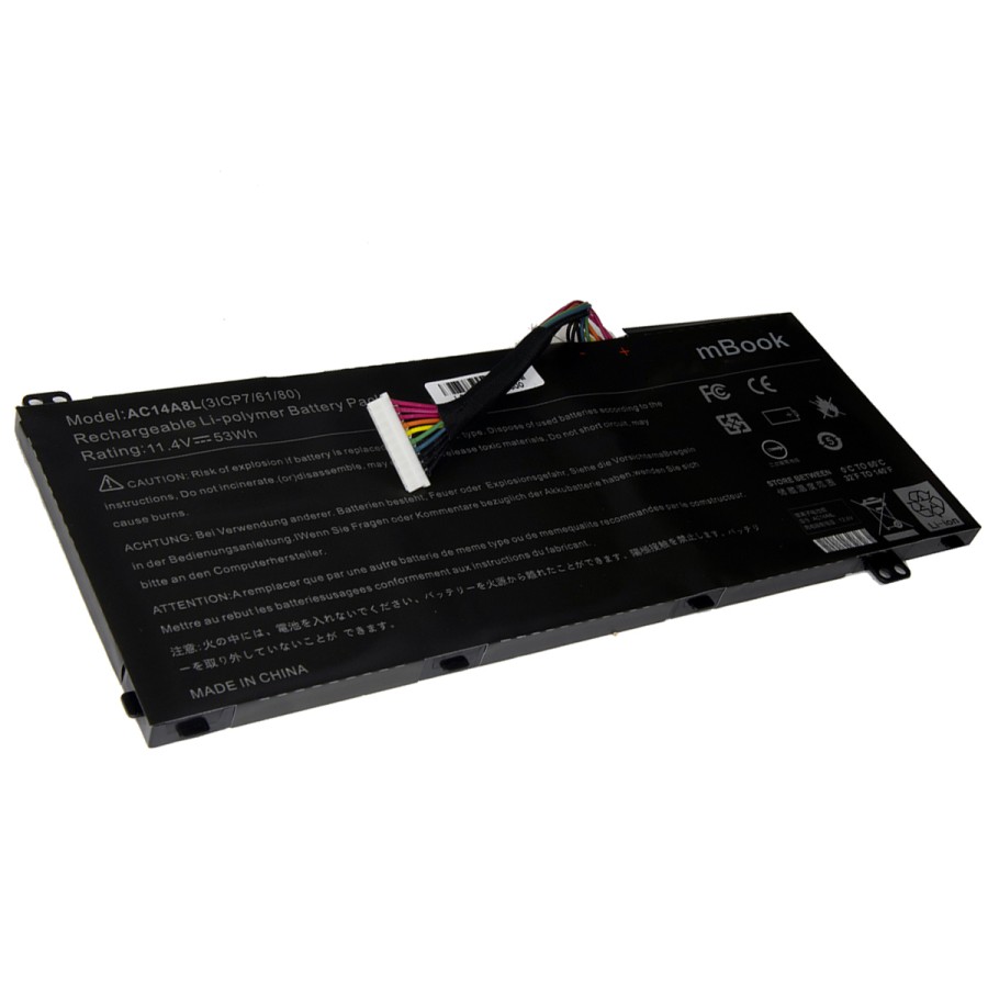Bateria compatível com Acer AC14A8L, KT0030G001, 3ICP7/61/80, 