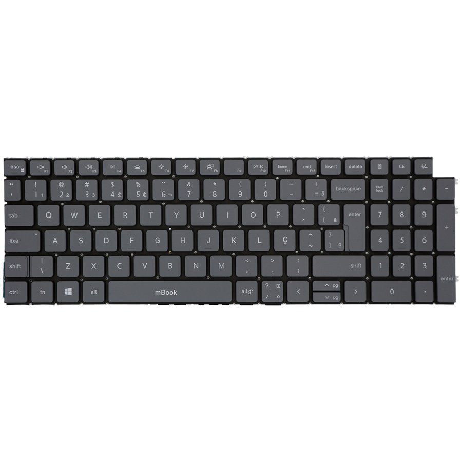 Teclado compatível com Dell Inspiron 3511 , Cinza Com Led, 