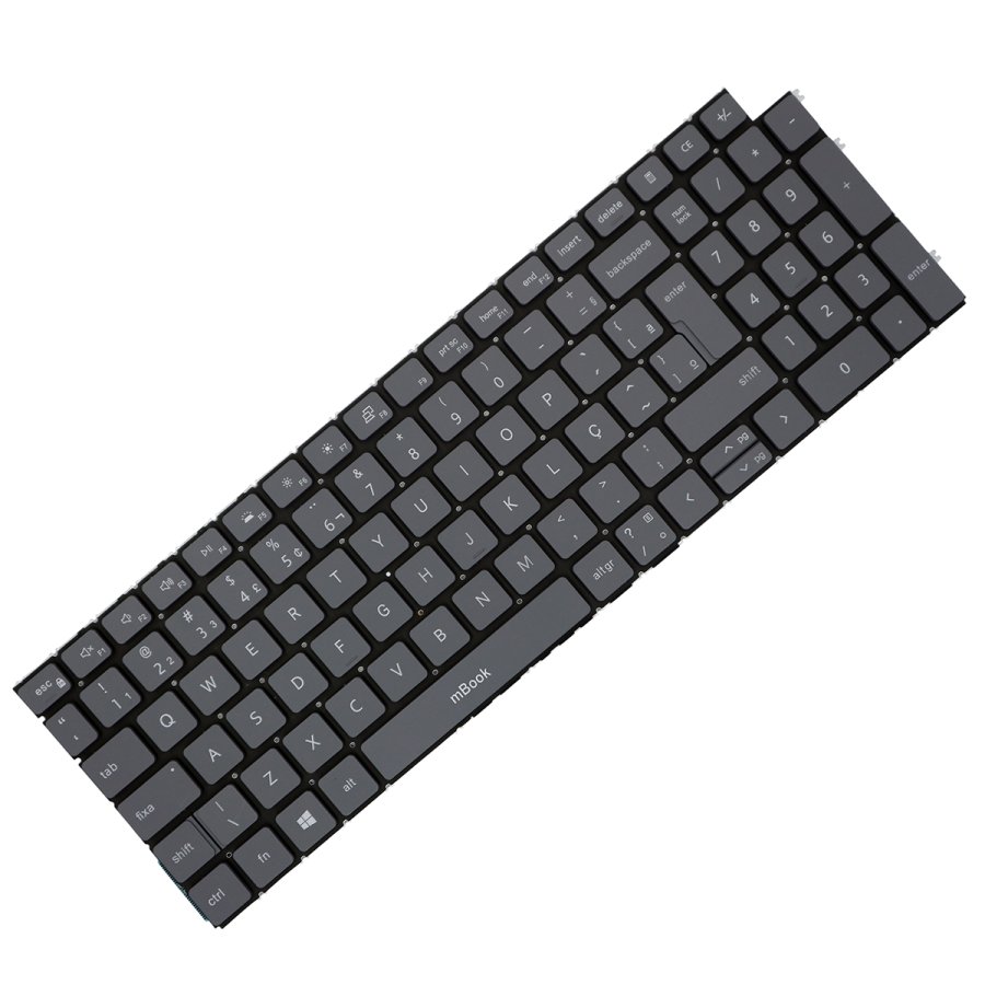 Teclado compatível com Dell Latitude P101f002 Cinza Com Led, 