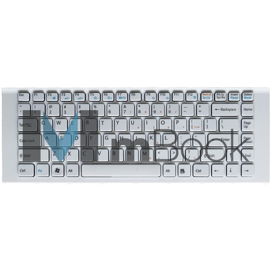 Teclado para Vaio VPCEA45FJT branco americano com moldura, 