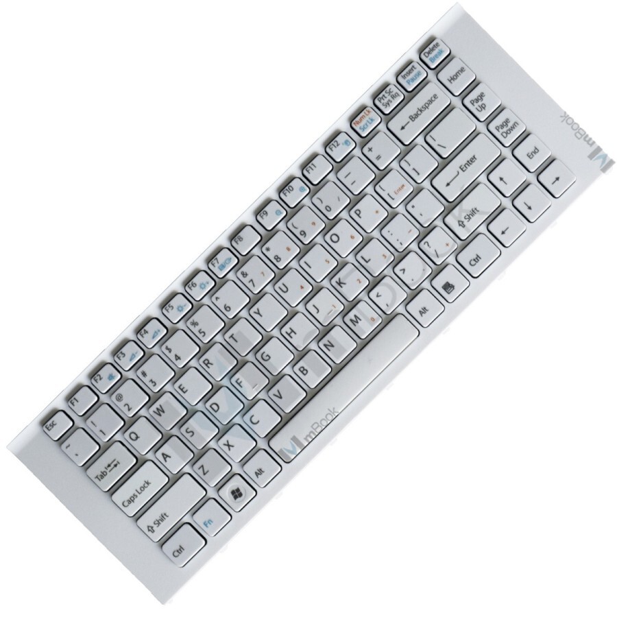 Teclado para Vaio VPC-EA4S1EG branco americano com moldura, 