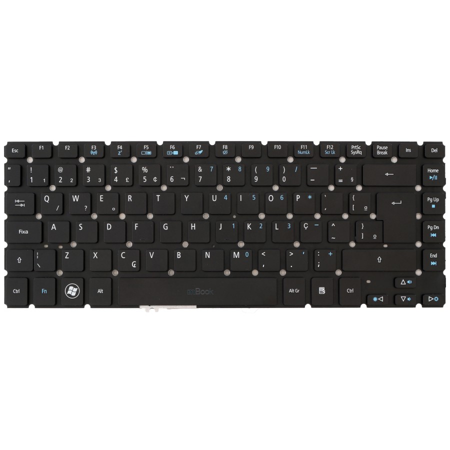 Teclado para Acer NSK-R24SW sem moldura com ç preto, 