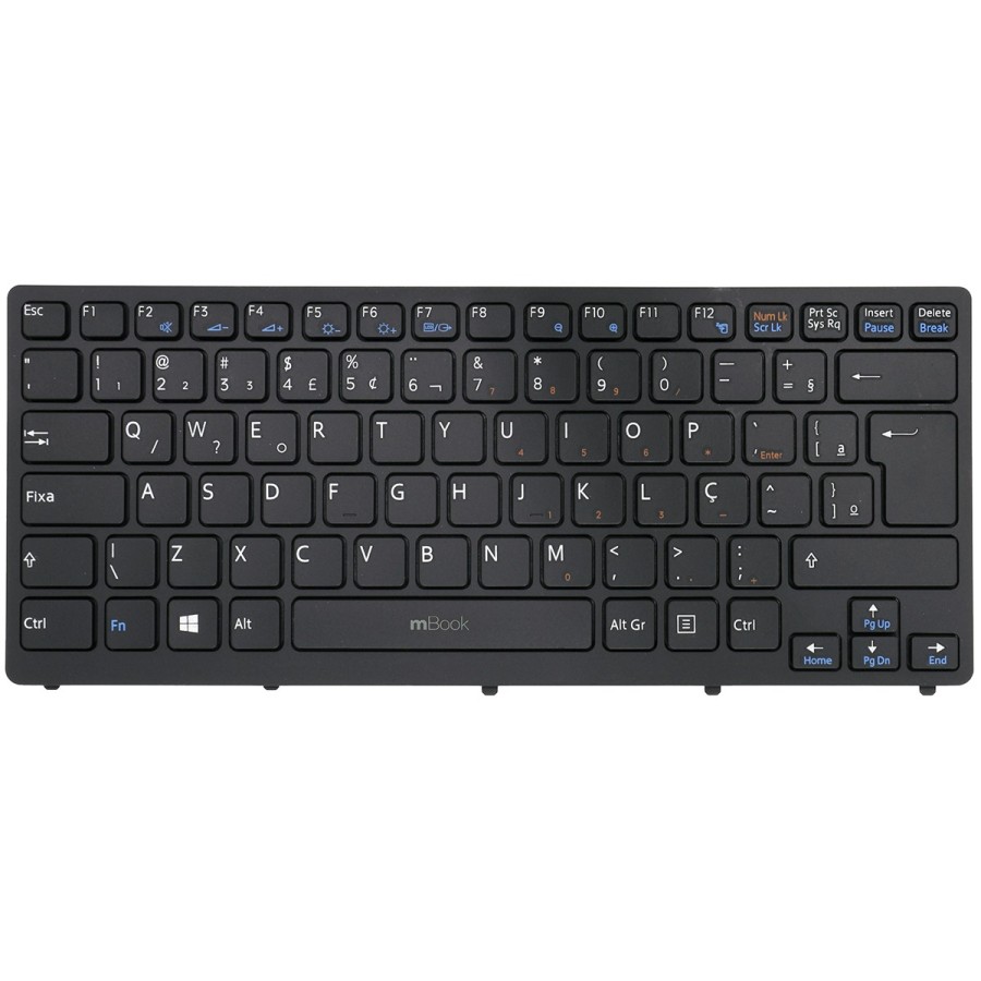 Teclado para Vaio MP-09F53US-886 com moldura preto com ç, 