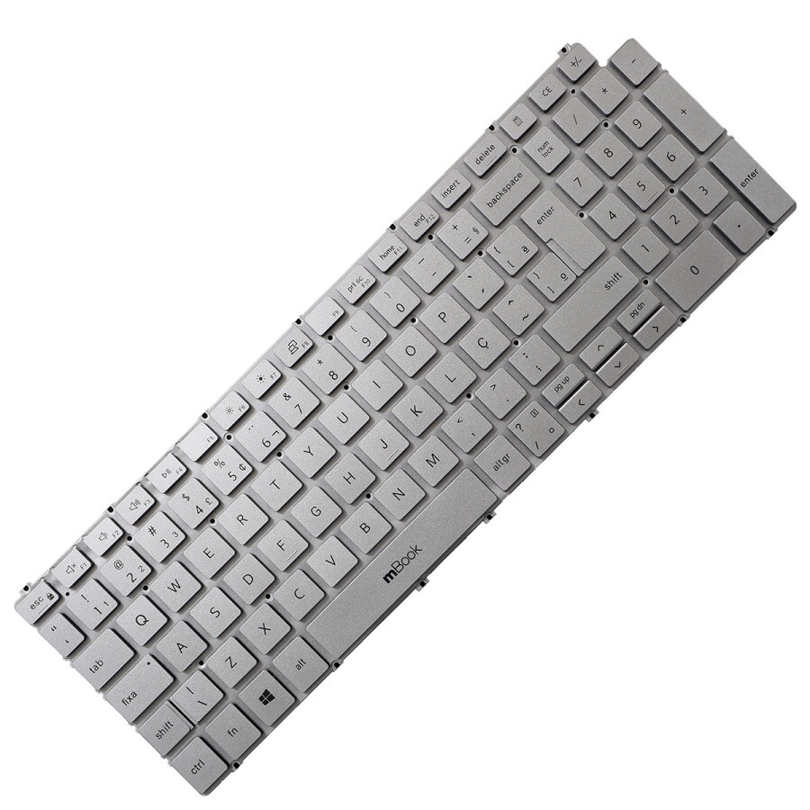Teclado prata sem iluminação para Dell Vostro 3500, 