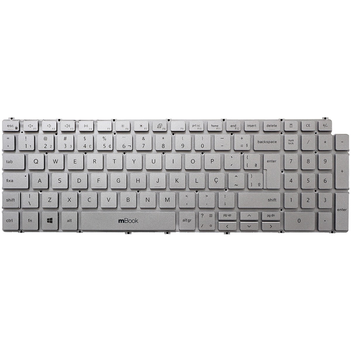 Teclado prata sem iluminação para Dell Vostro 3500, 