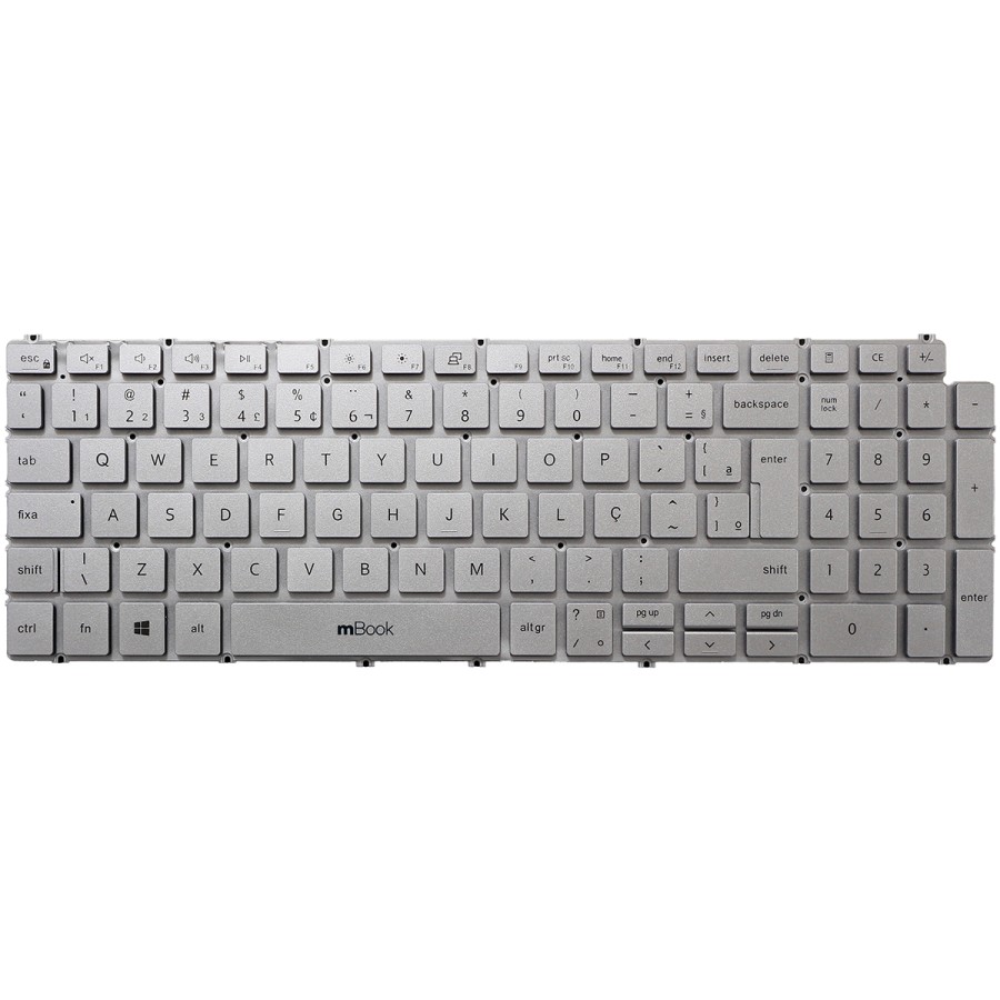 Teclado prata sem iluminação para Dell Vostro 3500, 