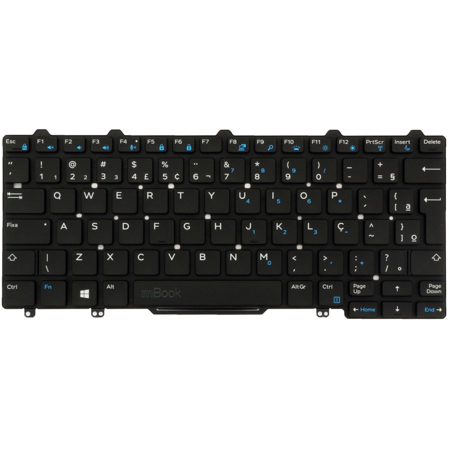 Teclado com luz para Dell Latitude 12 7275 Brasil com ç, 