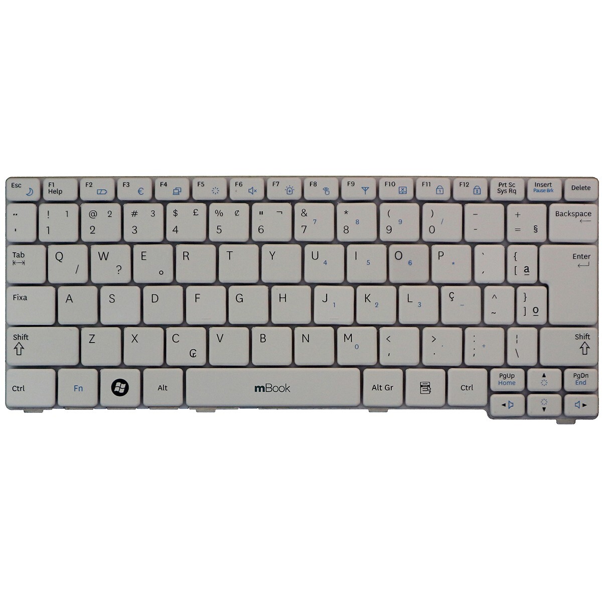 Teclado branco para Samsung NP-N150-BD2BR com tecla ç, 