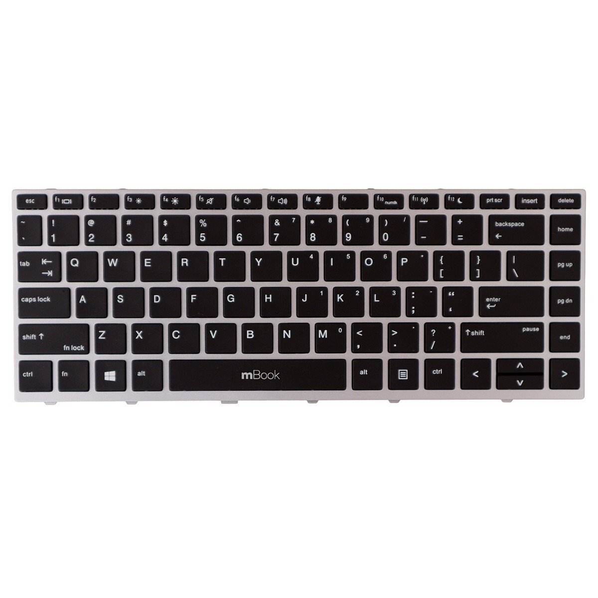 Teclado compatível HP L21585-001 moldura prata, 
