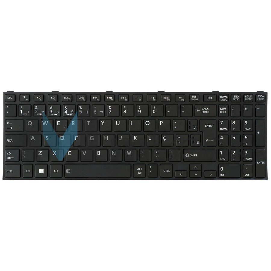 Teclado compatível Toshiba PK1315H1A00 com moldura Ç, 