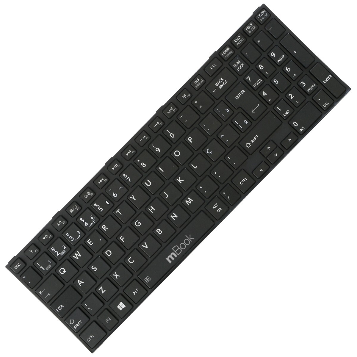Teclado compatível Toshiba PK1315H1A00 com moldura Ç, 