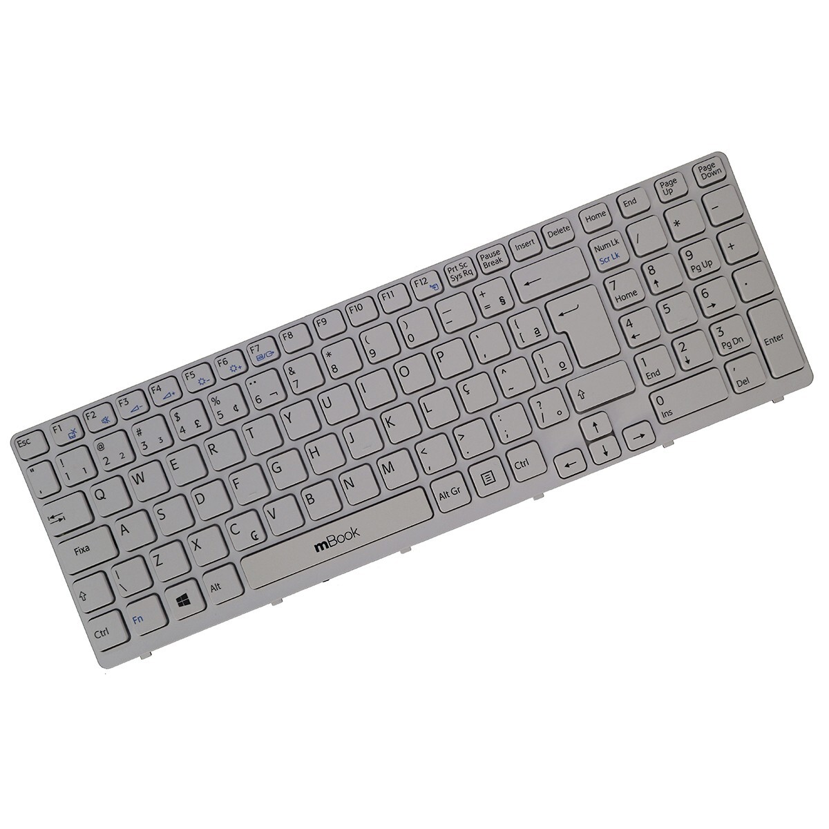 Teclado compatível Sony AEHK5U010303A branco com moldura, 