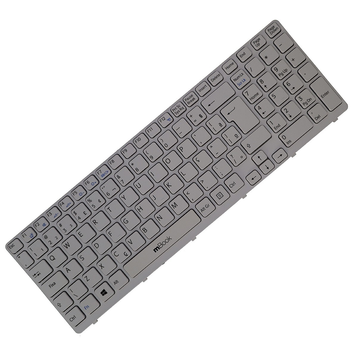 Teclado compatível Sony 9Z.N6CBQ.D01 branco com moldura, 