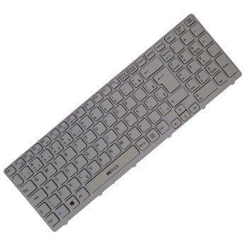 Teclado compatível Sony 9Z.N6CBQ.D01 branco com moldura, 