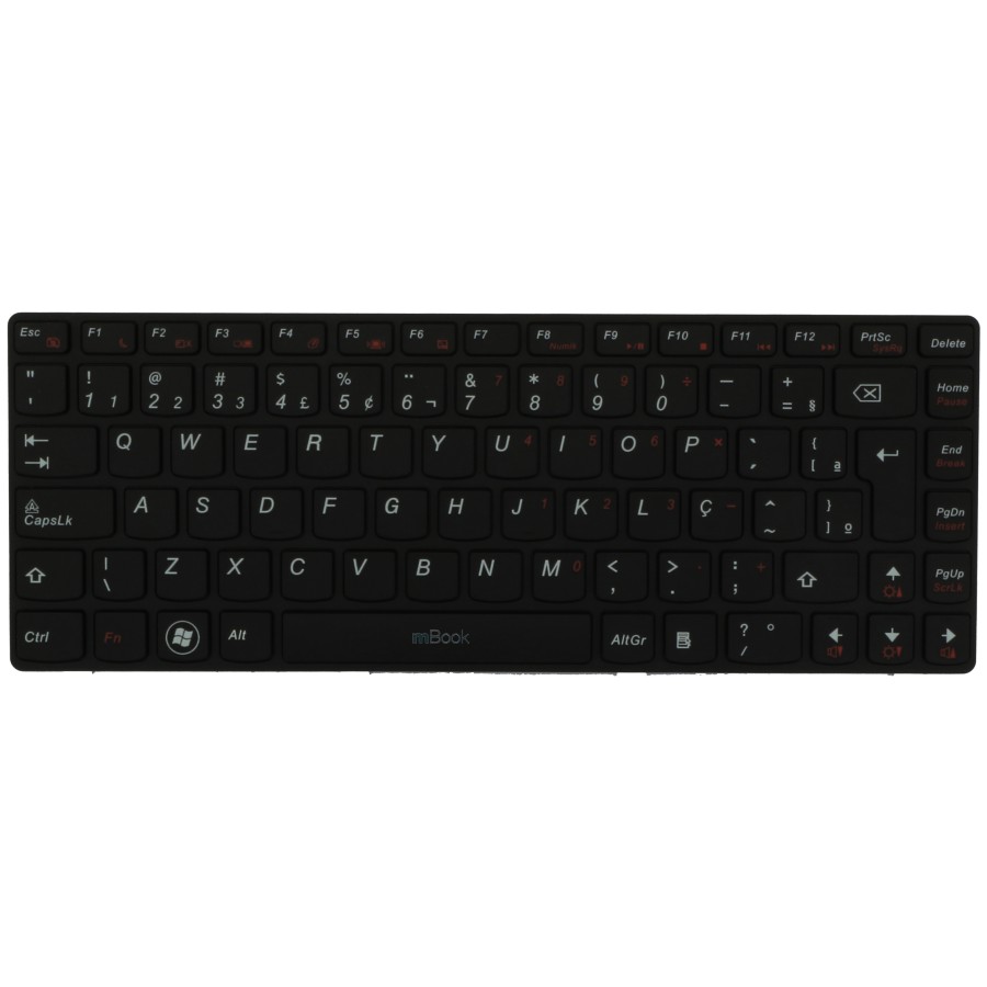 Teclado compatível Lenovo PK130GL3A19 com moldura e Ç, 