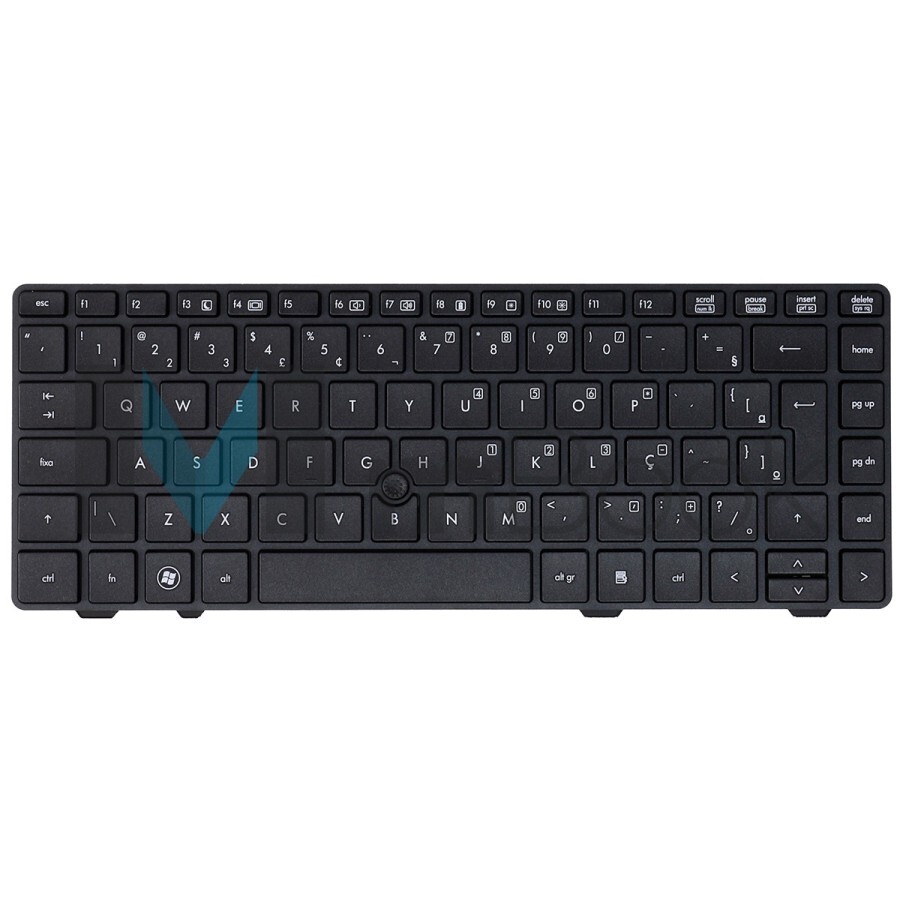 Teclado compatível HP V119030B 6360b com Ç e ponteiro, 