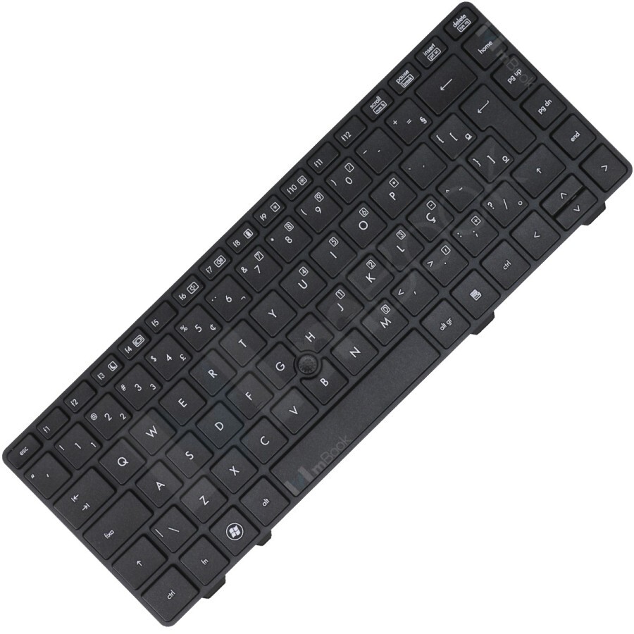 Teclado compatível HP V119030B 6360b com Ç e ponteiro, 