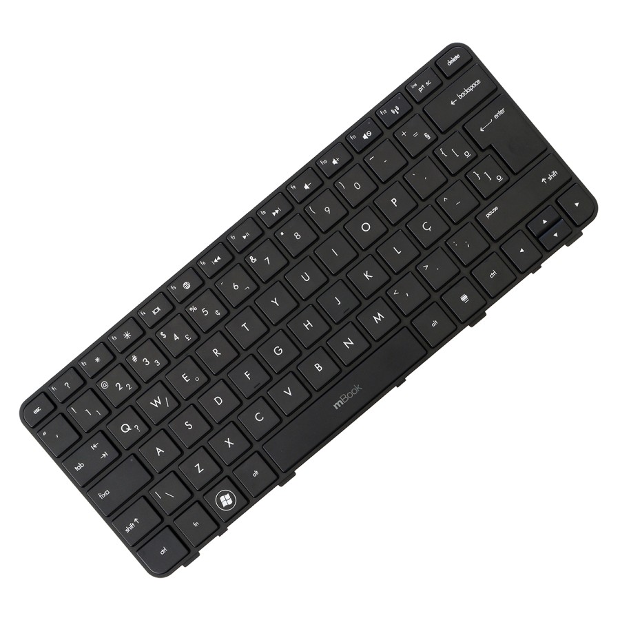 Teclado compatível HP 636977-201 dm1-3000 com moldura e Ç, 