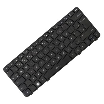Teclado compatível HP 636977-201 dm1-3000 com moldura e Ç, 