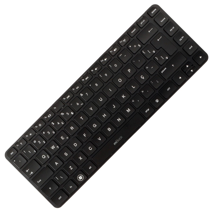 Teclado compatível HP 683196-201 preto com moldura e Ç, 