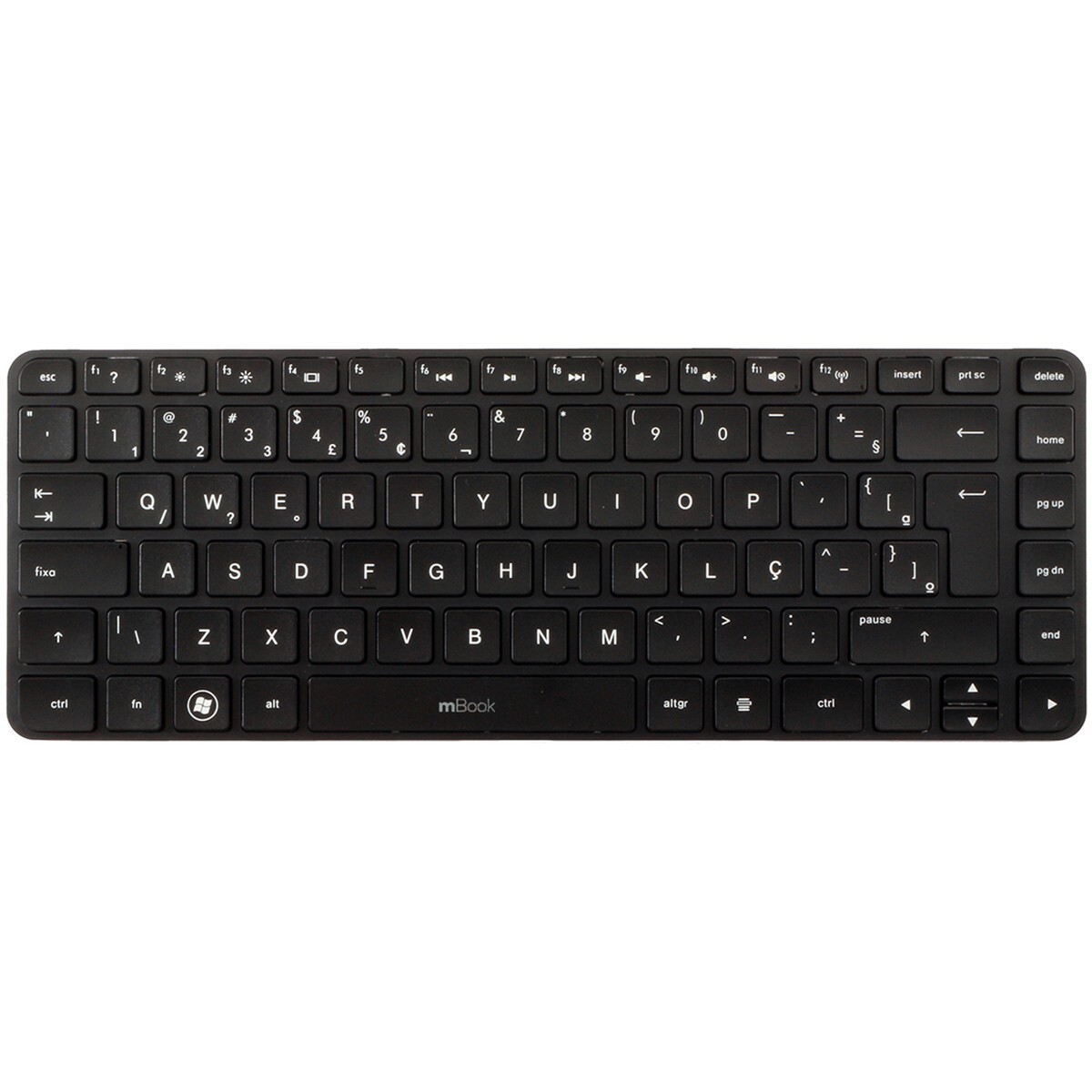 Teclado compatível HP AER33600210 preto com moldura e Ç, 