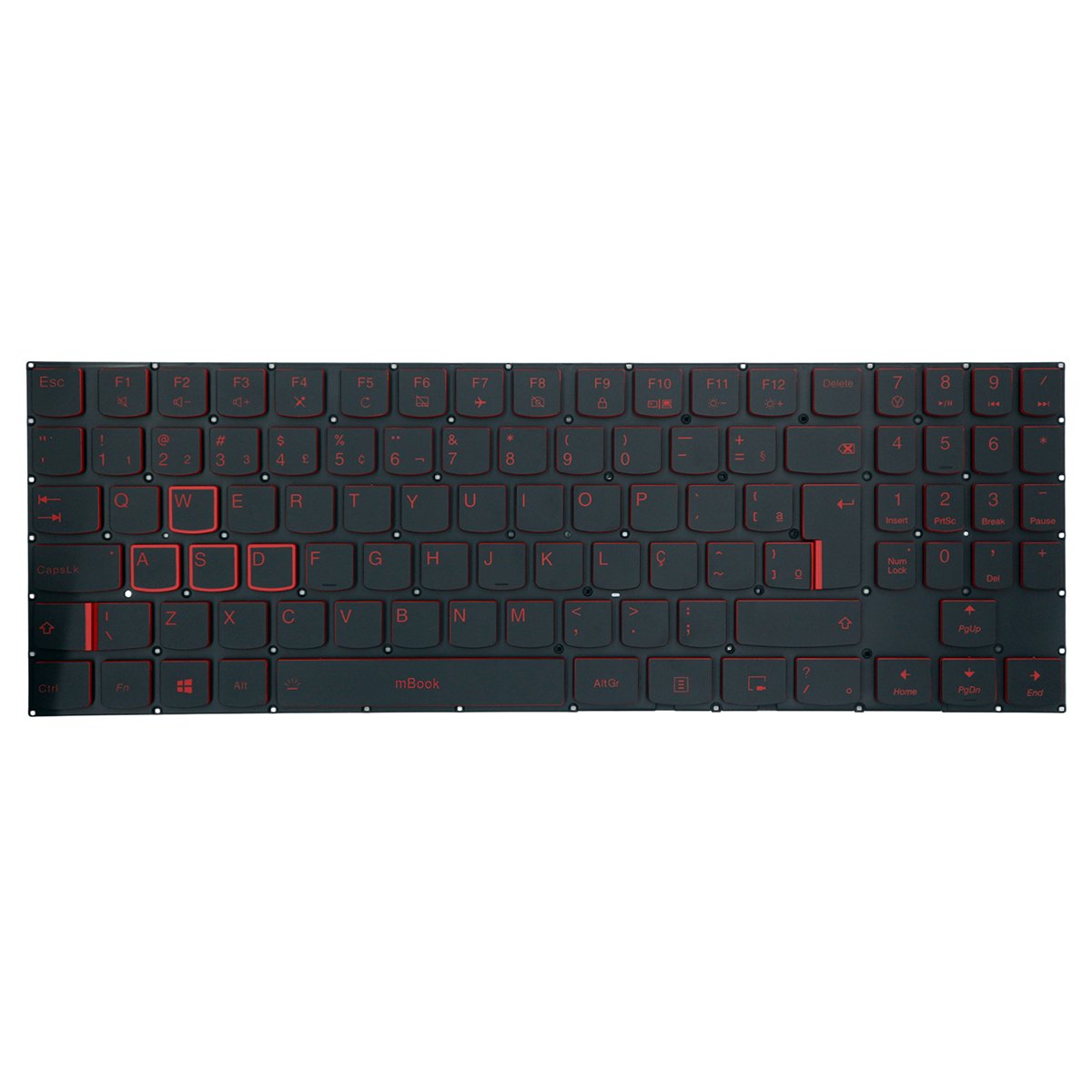 Teclado com led vermelho para Lenovo Legion Y530-15ICH, 