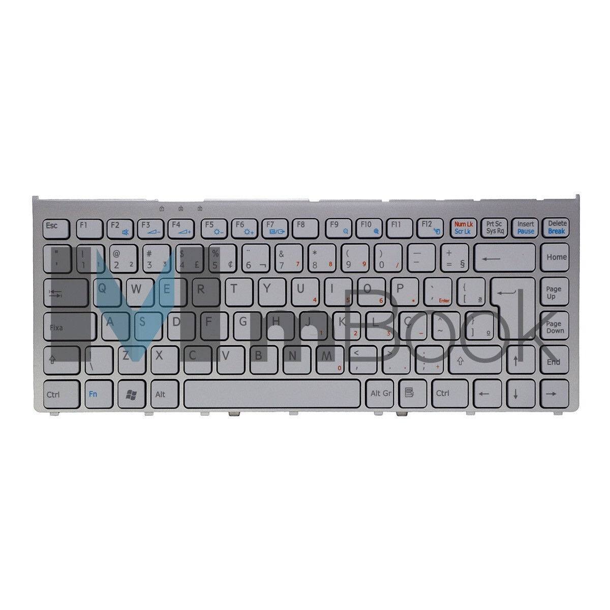 Teclado pra Sony Vaio compatível com PN 84500519 Frame Prata, 
