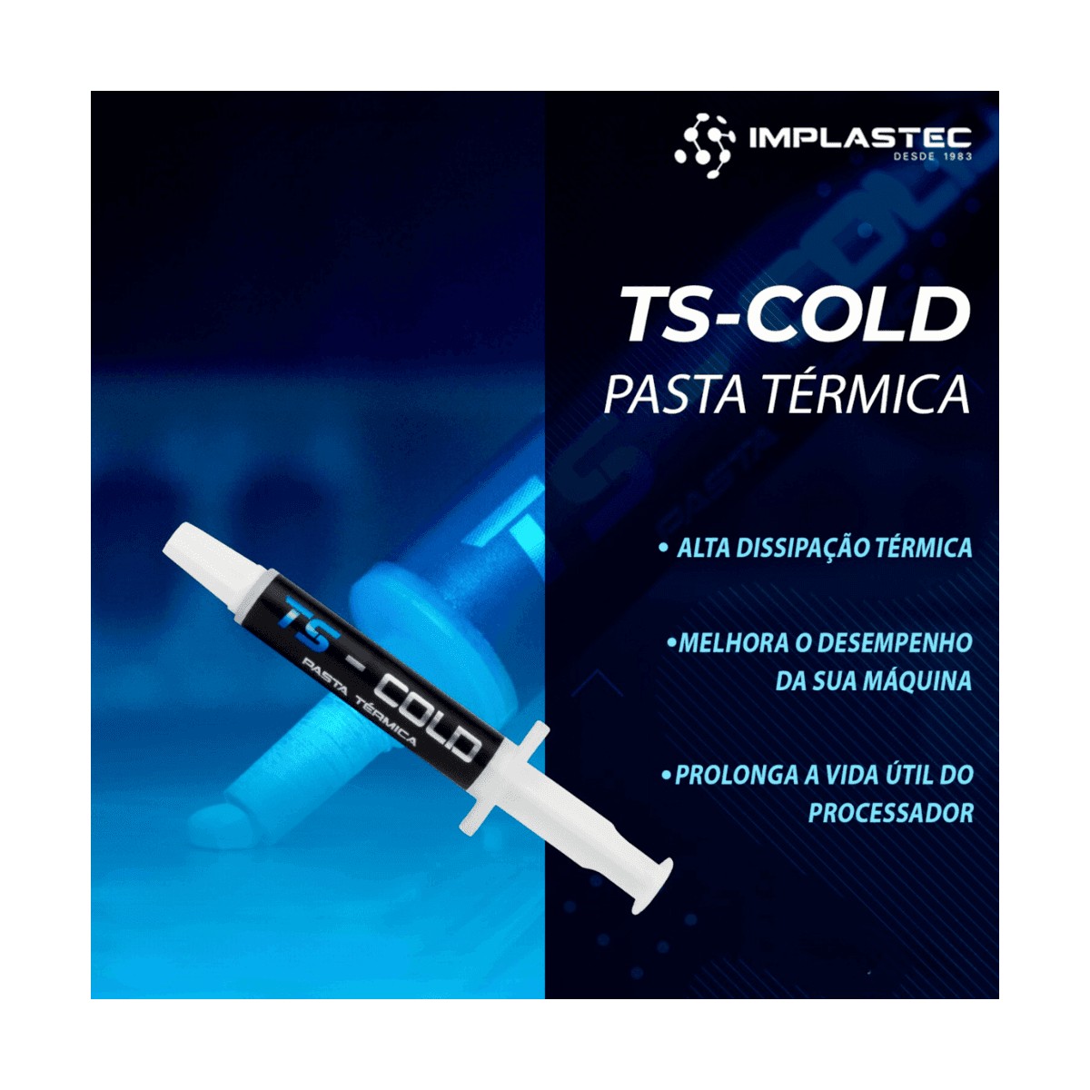 Pasta Térmica Implastec Ts Cold 4g,Espátula,Sachê Cleaner, 
