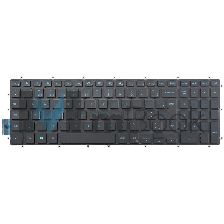 Teclado para Dell Inspiron 15-5575 Led Azul Com detalhes