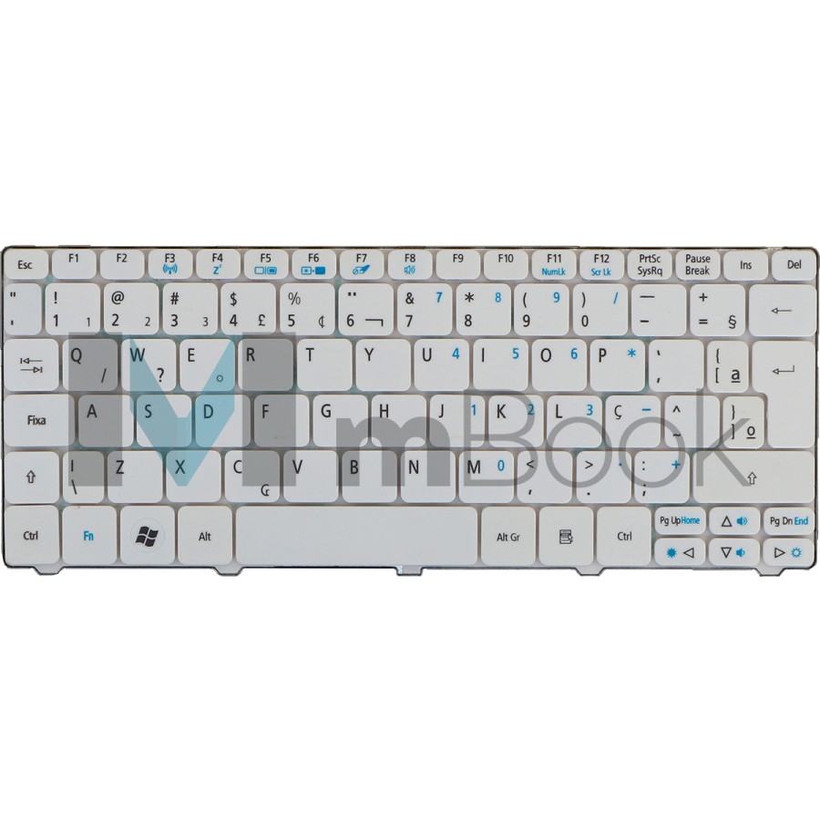 Teclado para Acer Aspire One V111146bk3 V111102ak1 Branco, 