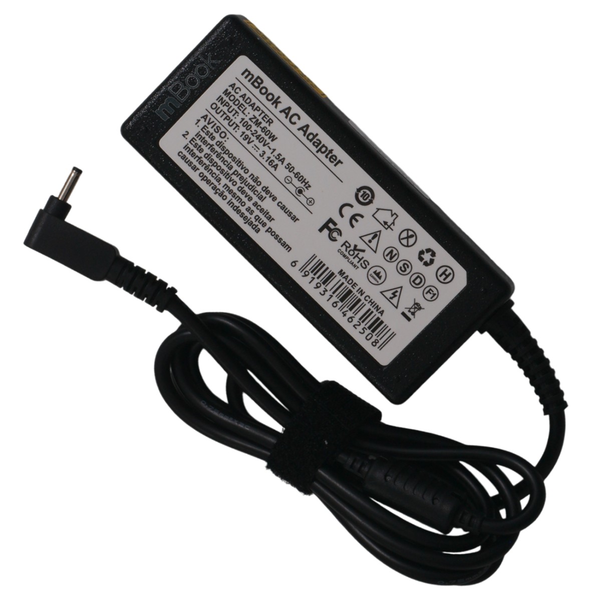 Fonte Carregador Ultrabook para Samsung 19v 3.16a 60w Novo, 