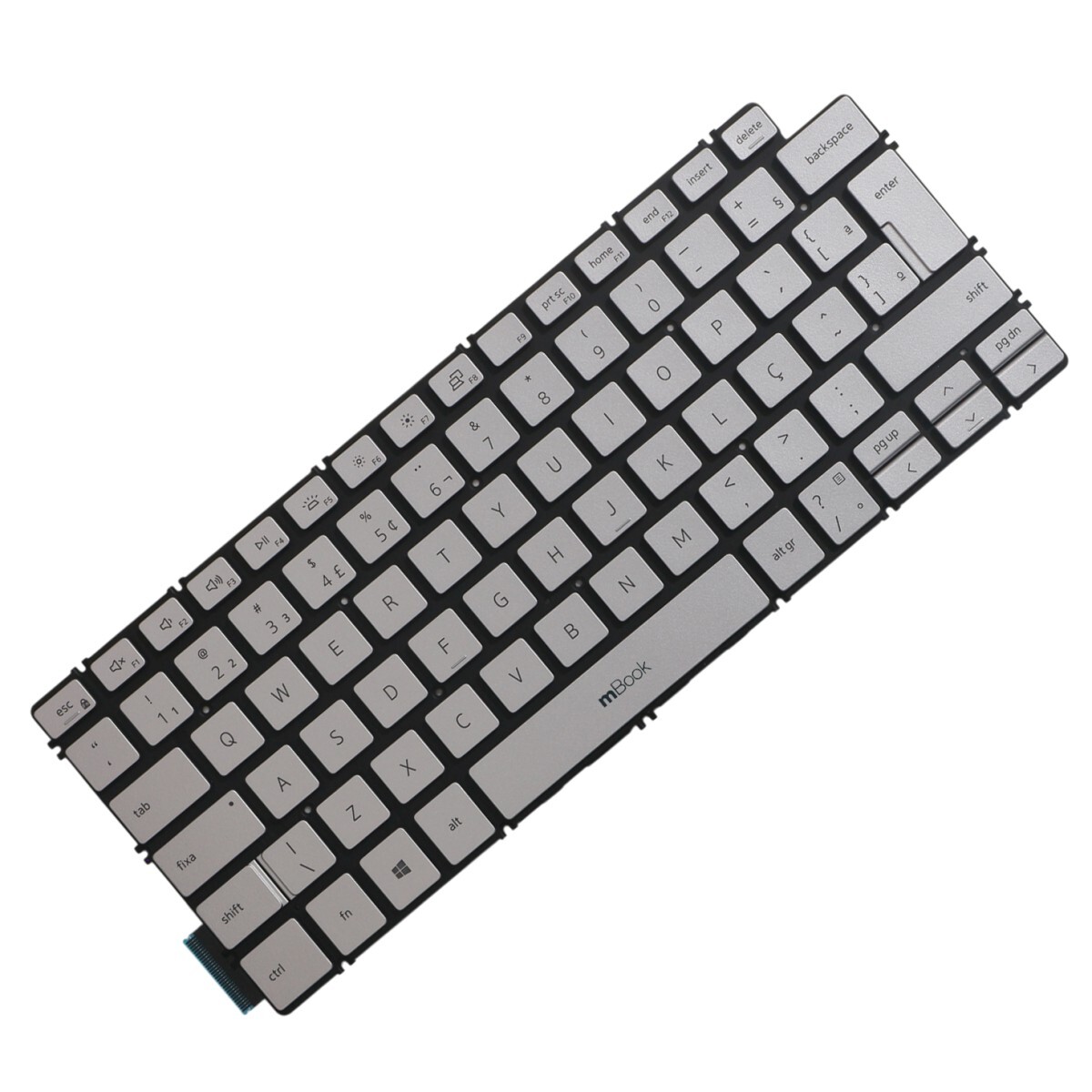 Teclado mBook para Dell Inspiron 14 P42E BR Prata com LED, 