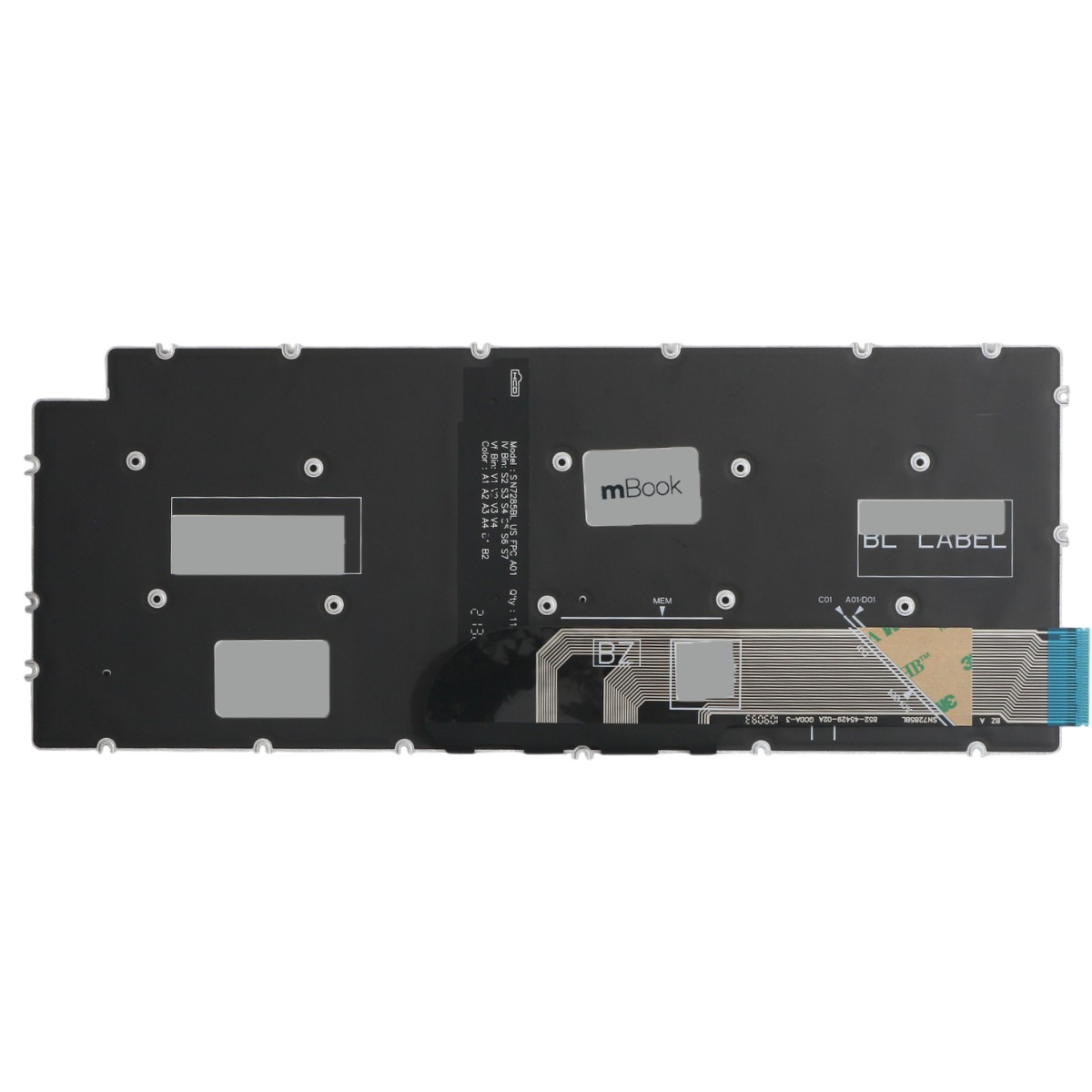 Teclado mBook para Dell Latitude 3301 BR Prata com LED, 