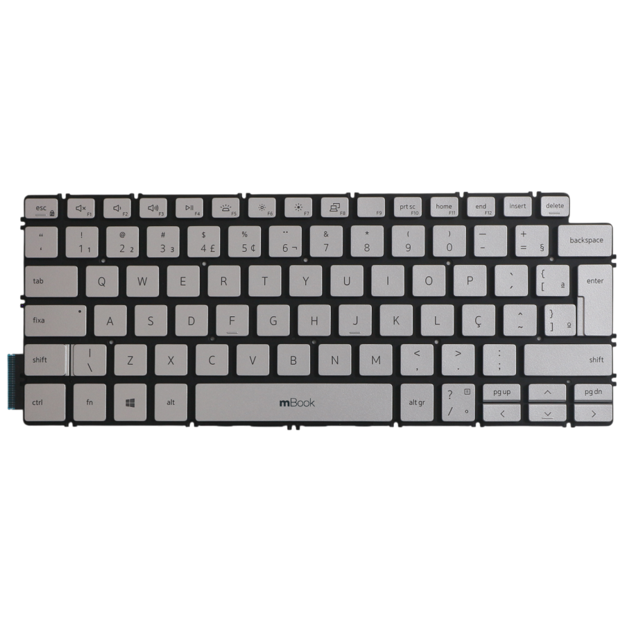 Teclado mBook para Dell Inspiron 14 7490 BR Prata com LED