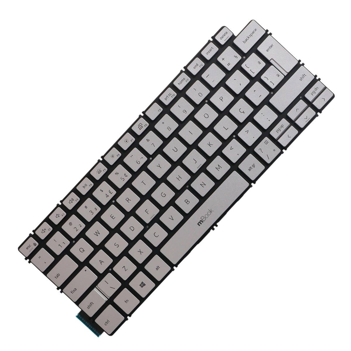 Teclado mBook para Dell Inspiron 14 7490 BR Prata com LED
