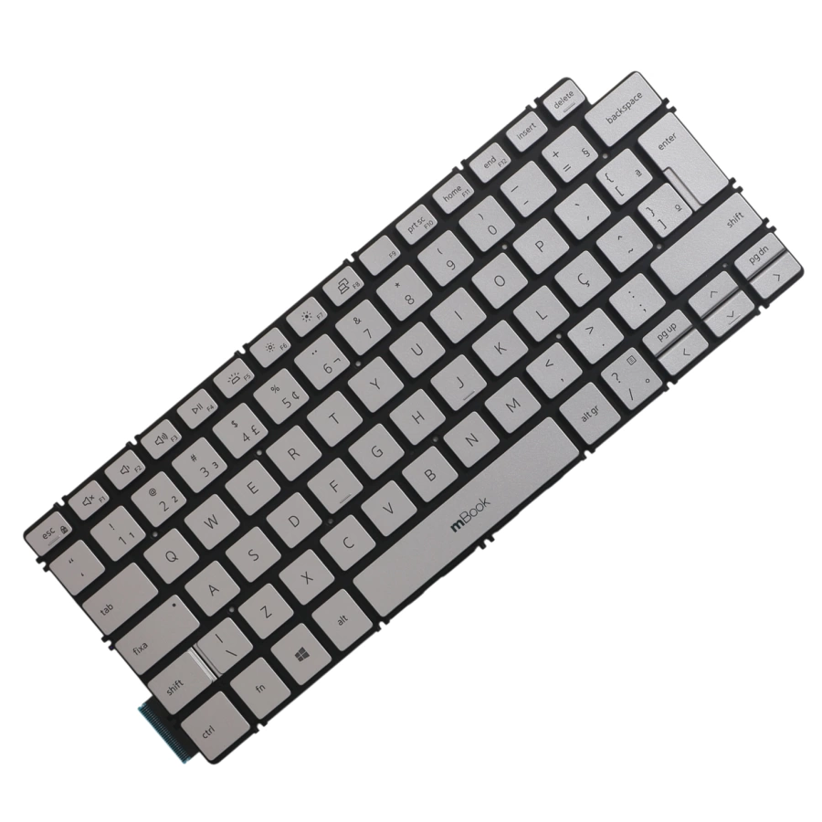 Teclado mBook para Dell Inspiron 14 7490 BR Prata com LED
