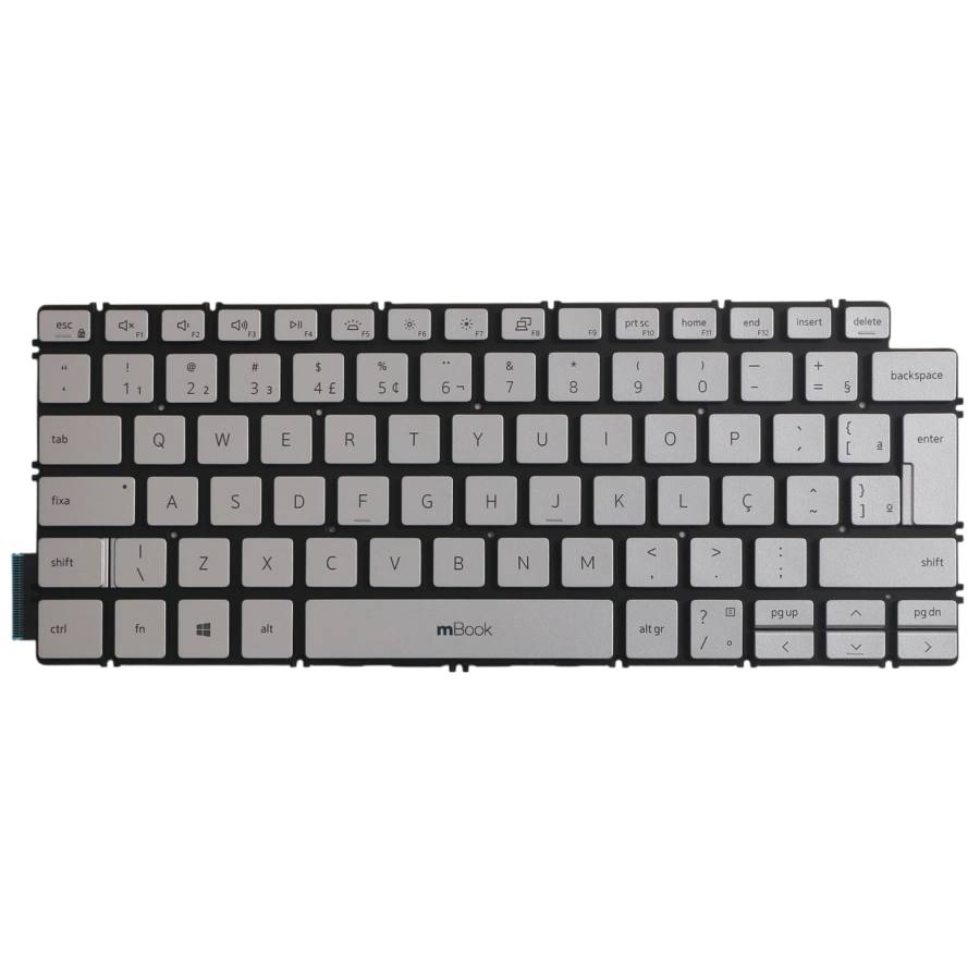 Teclado mBook para Dell Inspiron 14 7490 BR Prata com LED