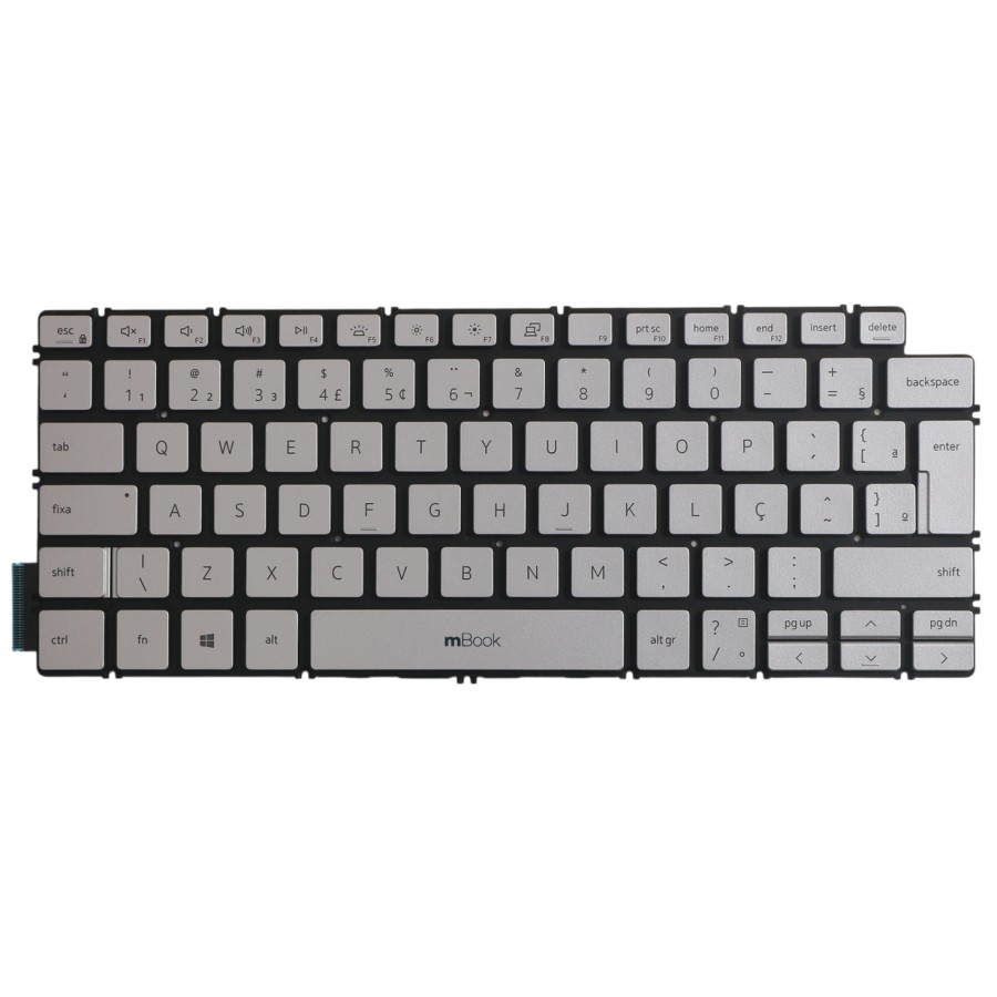 Teclado compatível Dell 0RH0FT Prateado Com led, 