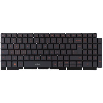 Teclado compatível Dell P105F004 BR ABNT2 LED vermelho, 