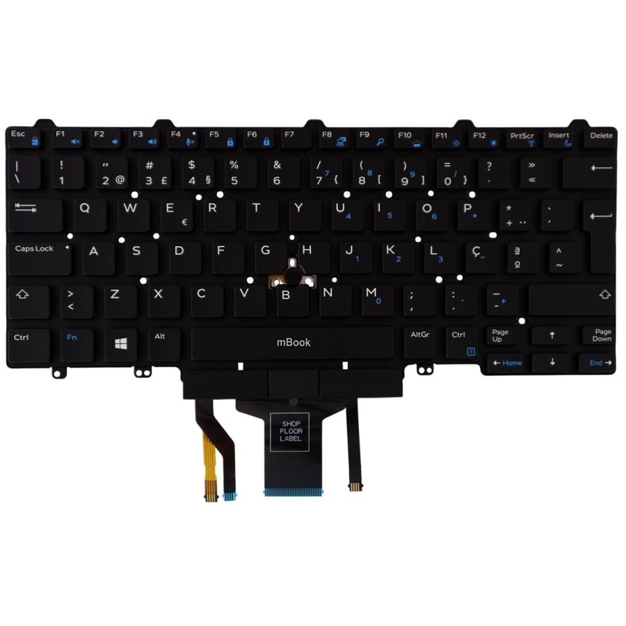 Teclado compatível Dell F2X80 dual point backlit, 
