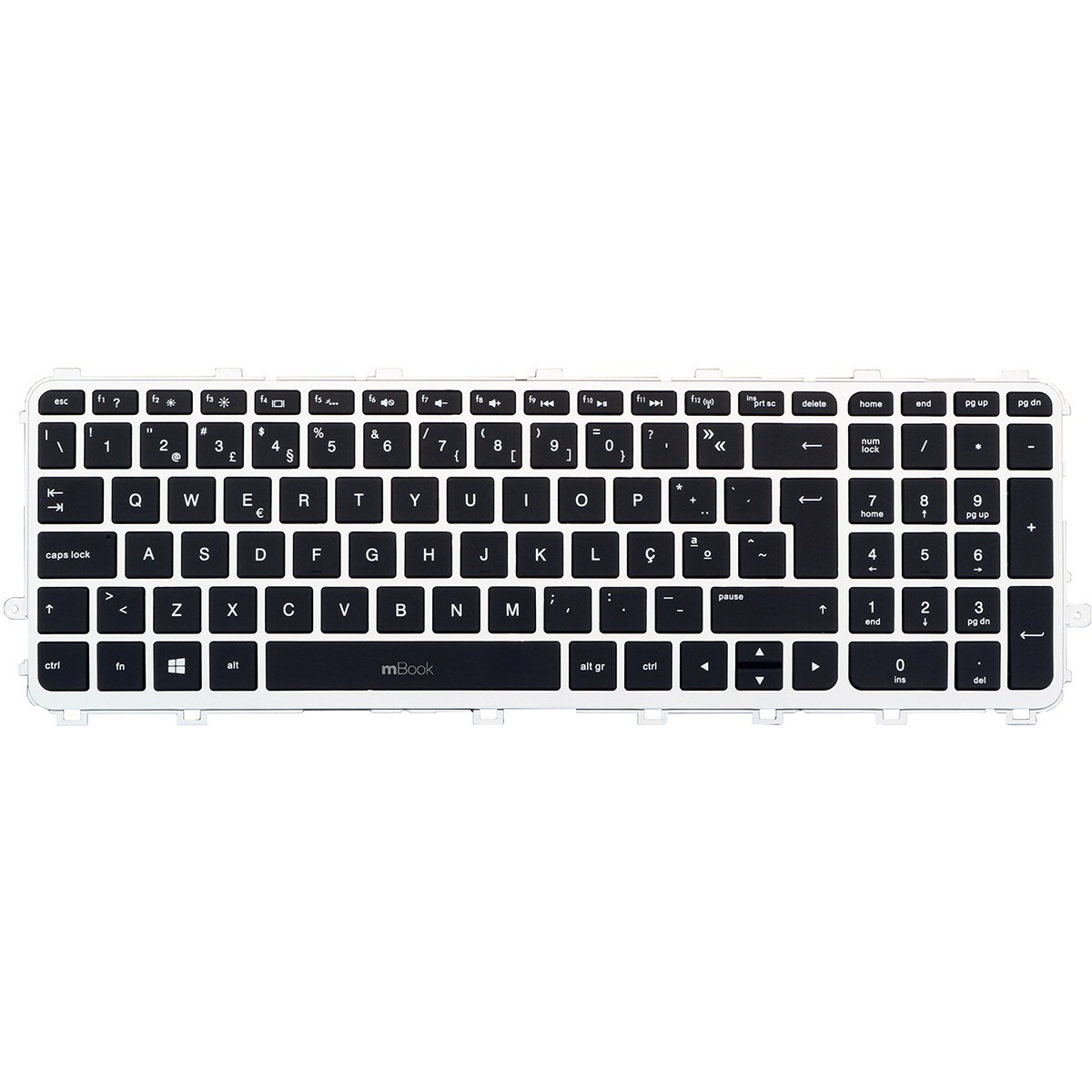 Teclado compatível com HP 6037B0082601 e Ç, 