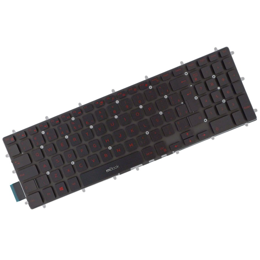 Teclado compatível com Dell 5567, 7566, 7567 Red, BR LED, 