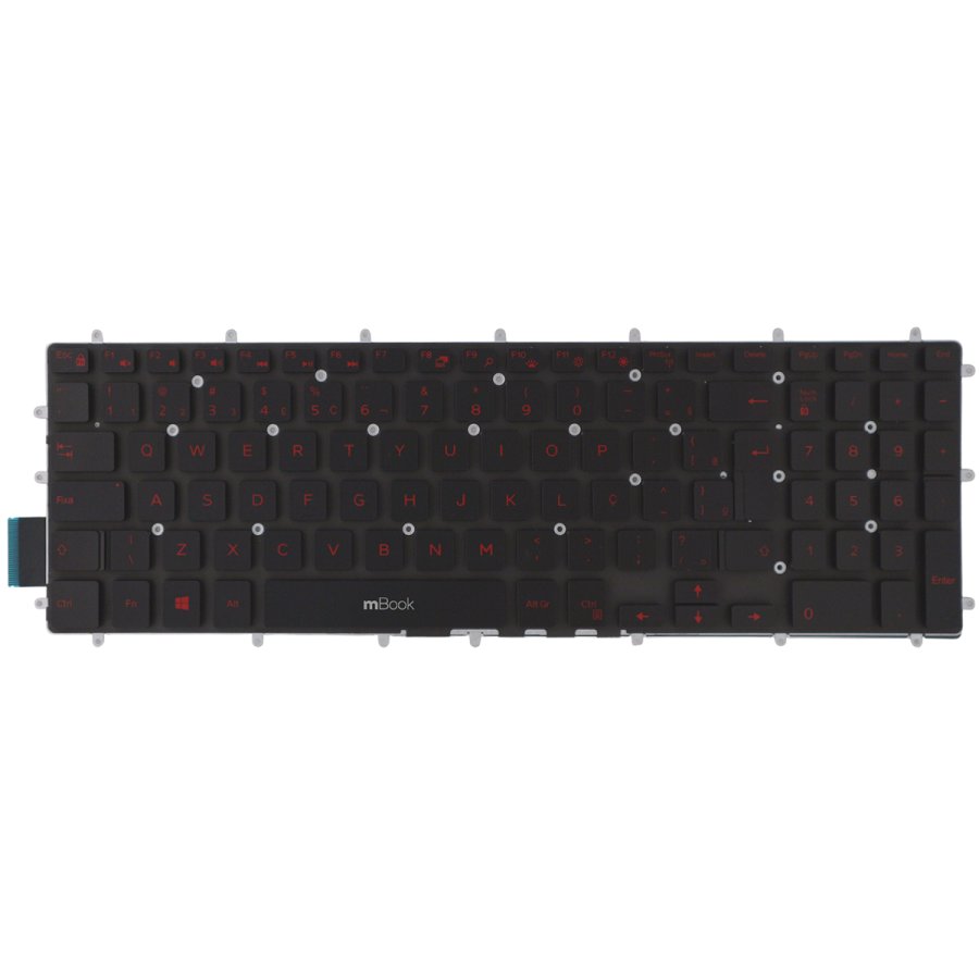 Teclado compatível com Dell 5567, 7566, 7567 Red, BR LED, 